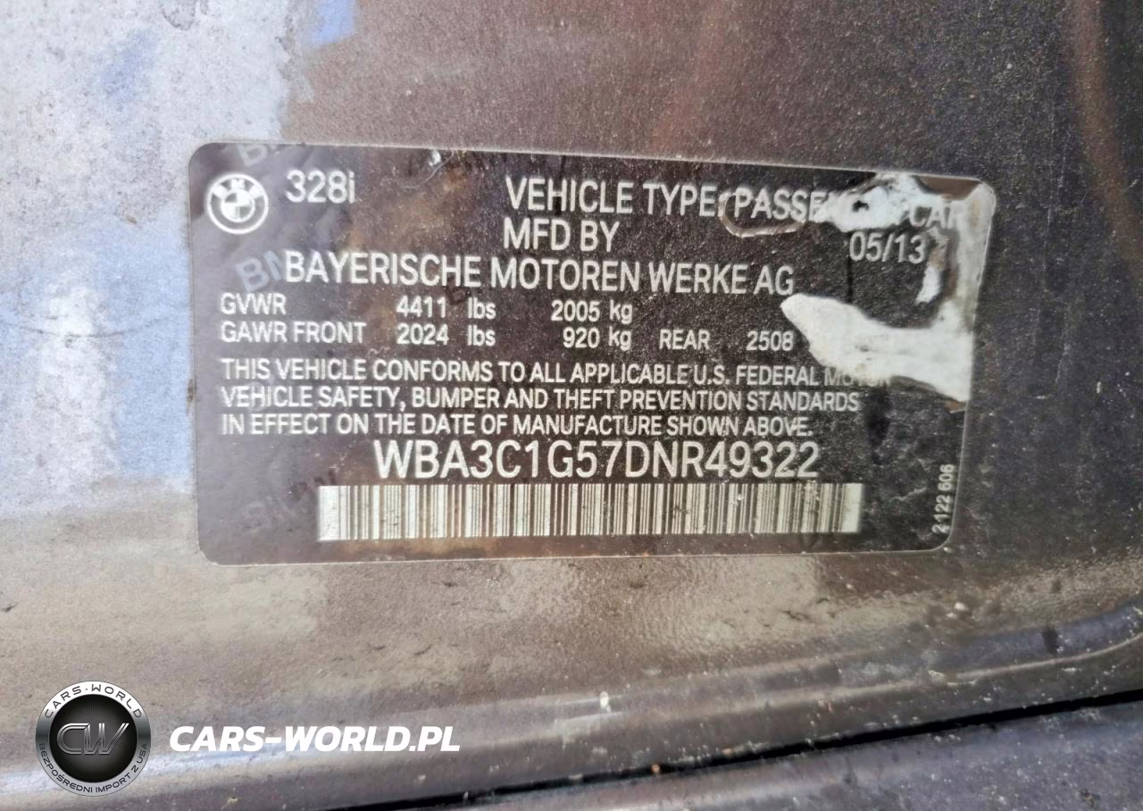 2013 BMW 328 I Sulev VIN:WBA3C1G57DNR49322 - 12