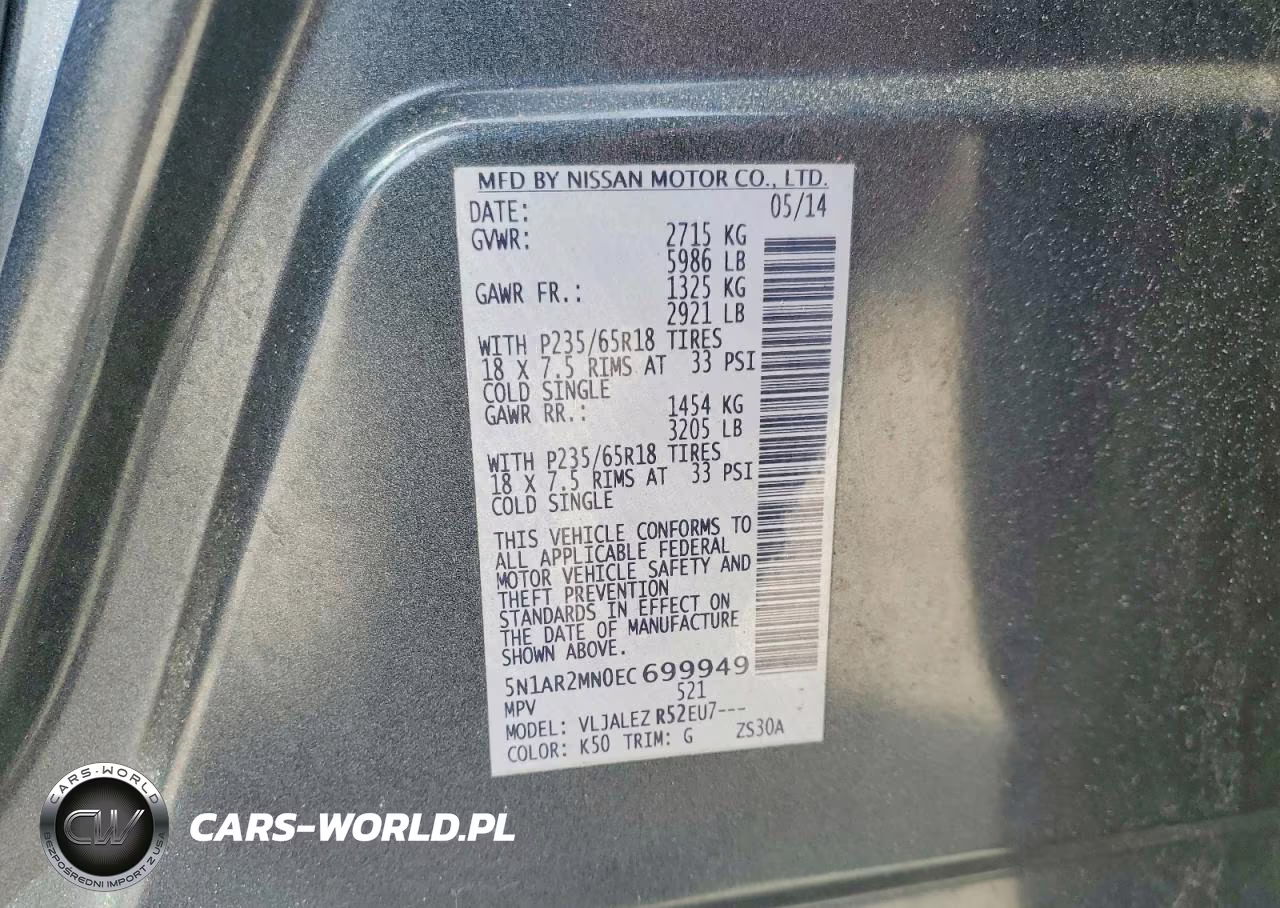 2014 Nissan Pathfinder Sv VIN:5N1AR2MN0EC699949 - 13