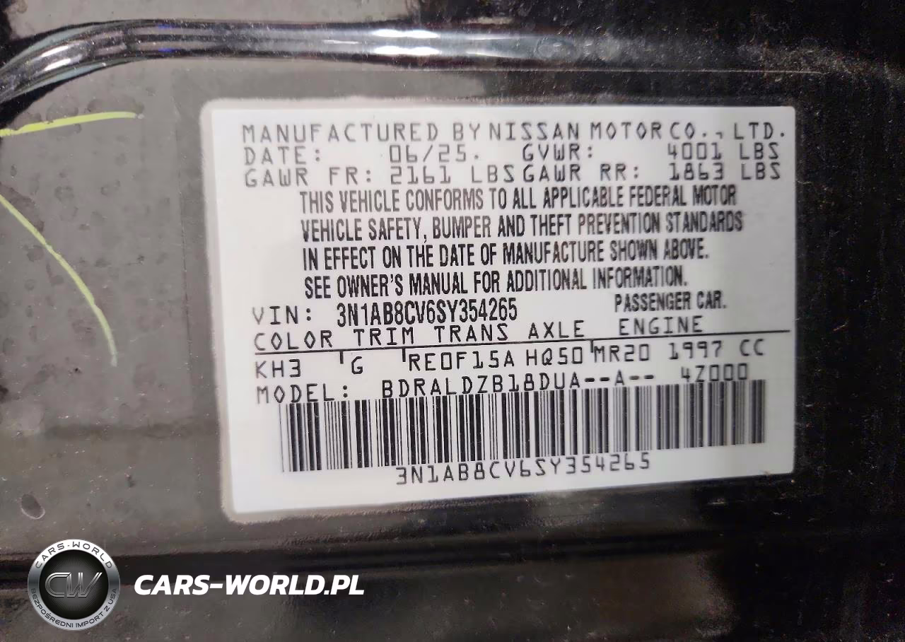 2025 Nissan Sentra Sv VIN:3N1AB8CV6SY354265 - 13