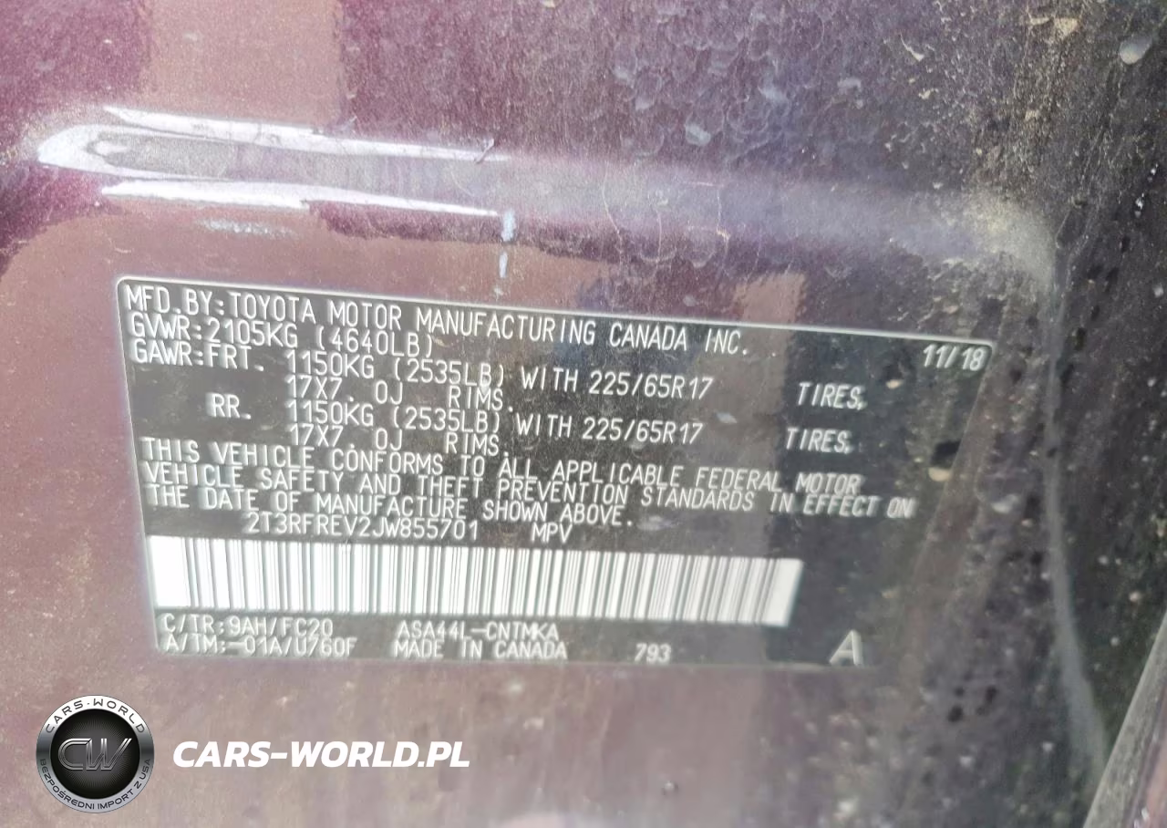 2018 Toyota Rav4 Xle VIN:2T3RFREV2JW855701 - 12