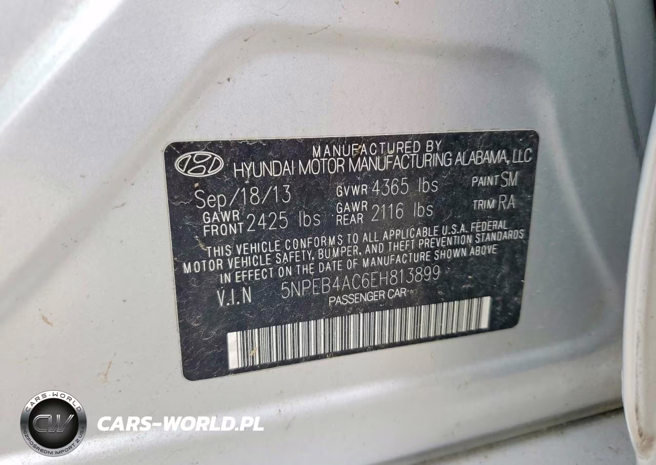 2014 Hyundai Sonata Gls VIN:5NPEB4AC6EH813899 - 12