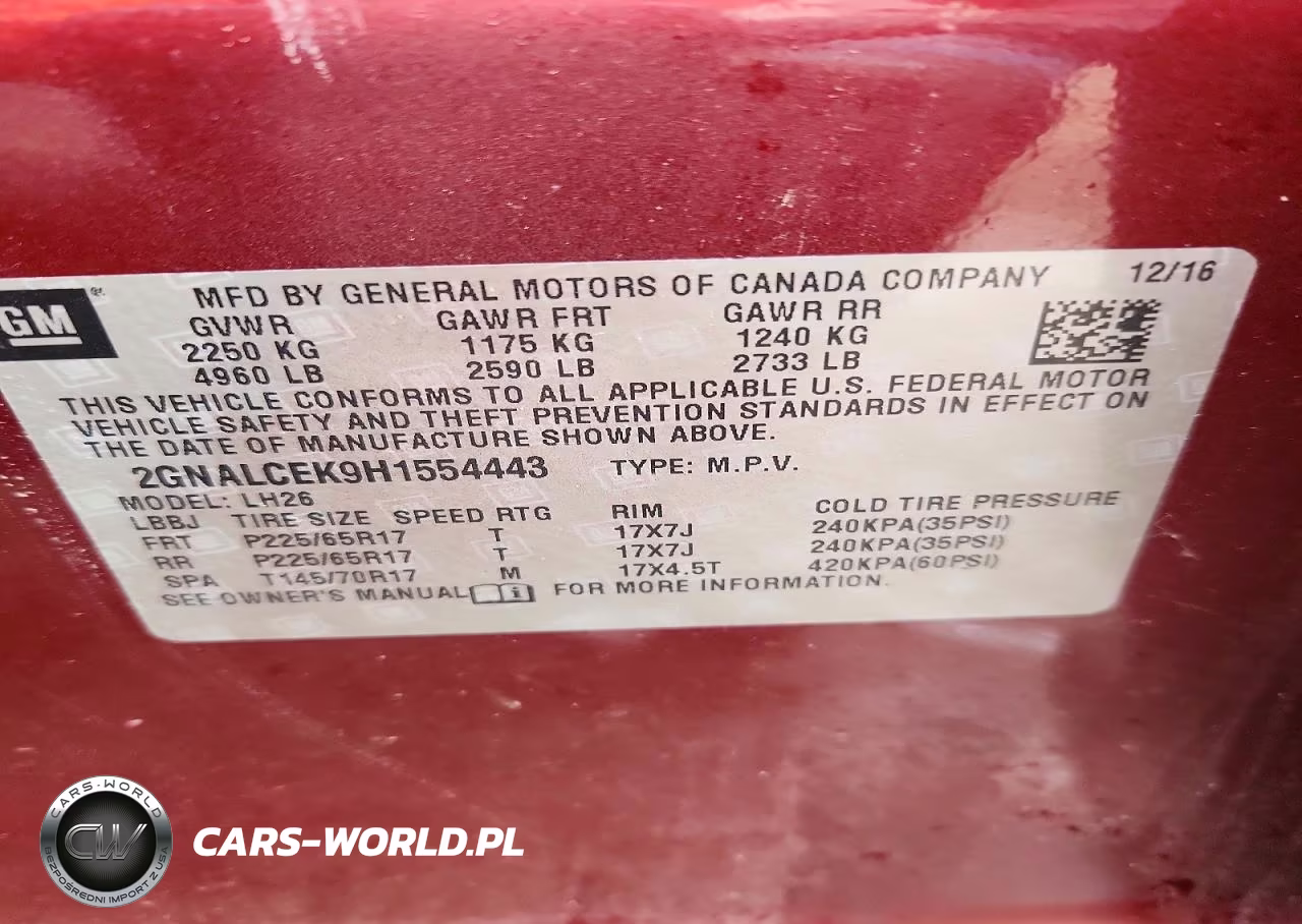 2017 Chevrolet Equinox Lt VIN:2GNALCEK9H1554443 - 14