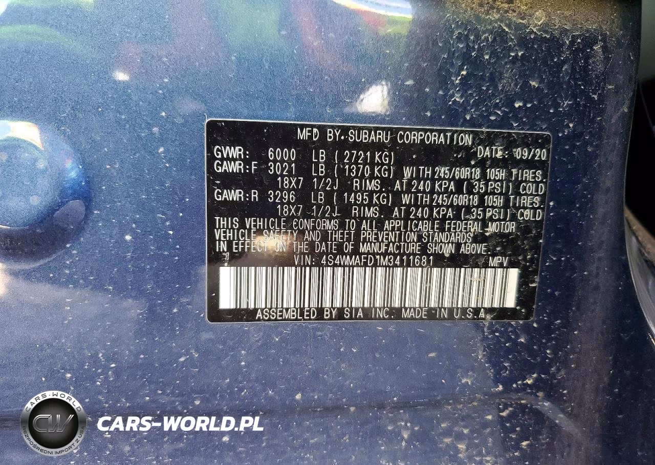 2021 Subaru Ascent Premium VIN:4S4WMAFD1M3411681 - 13