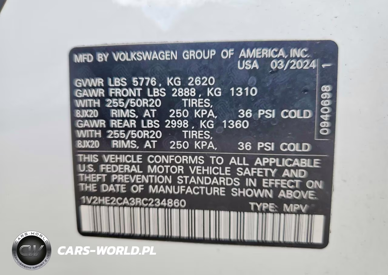 2024 Volkswagen Atlas Cross Sport Se VIN:1V2HE2CA3RC234860 - 12