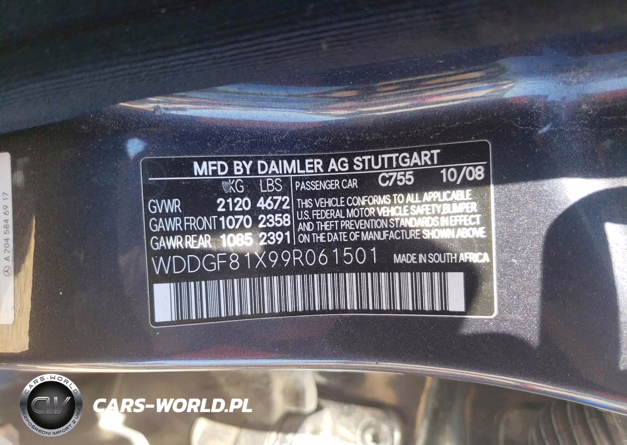 2009 Mercedes-Benz C 300 4Matic VIN:WDDGF81X99R061501 - 12