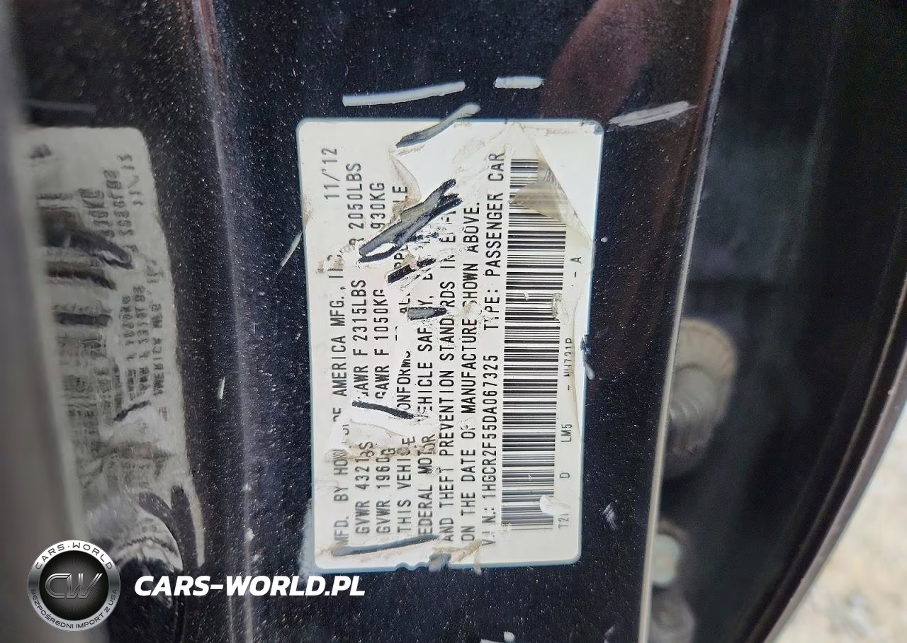 2013 Honda Accord Sport VIN:1HGCR2F55DA067325 - 12