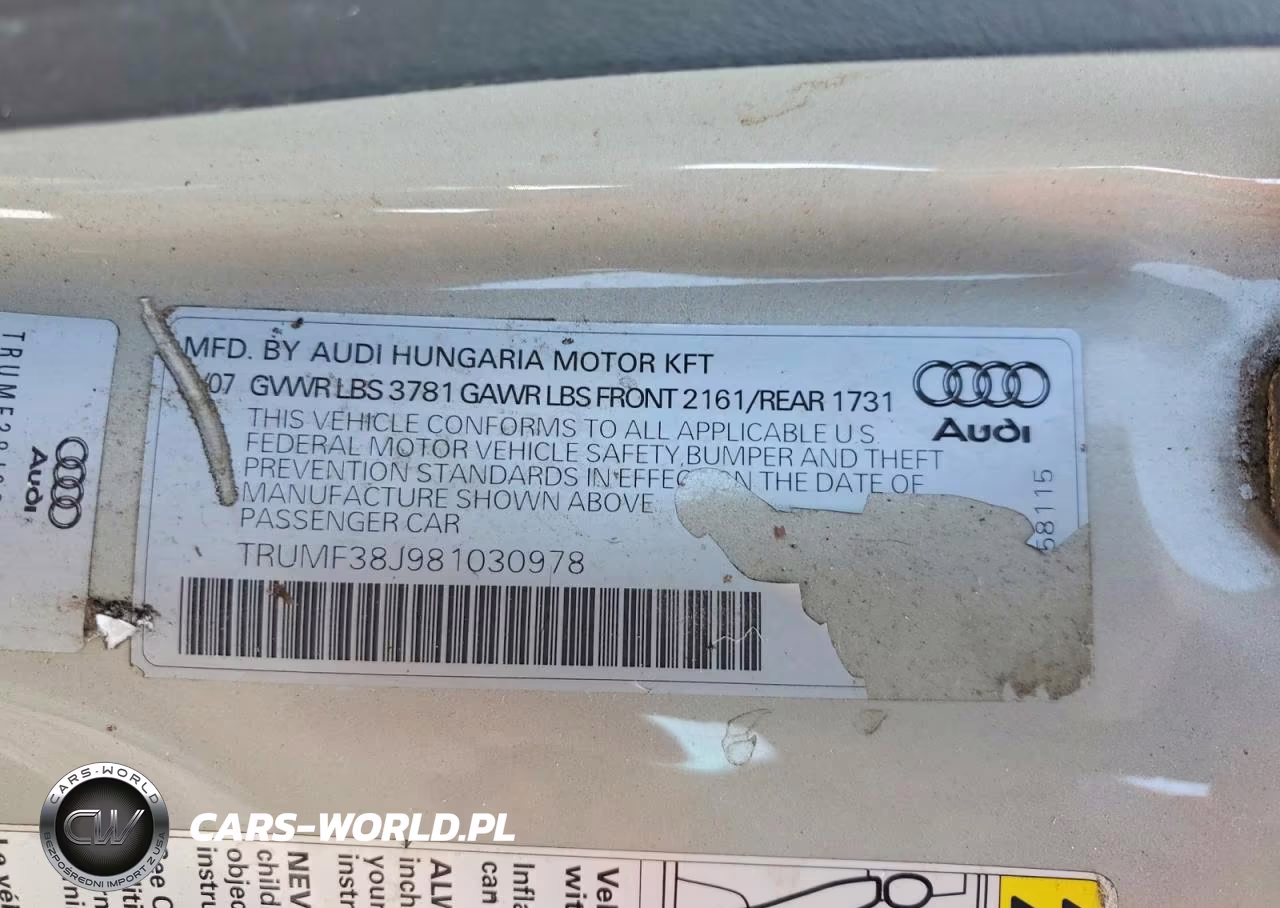 2008 Audi Tt 2.0T VIN:TRUMF38J981030978 - 12