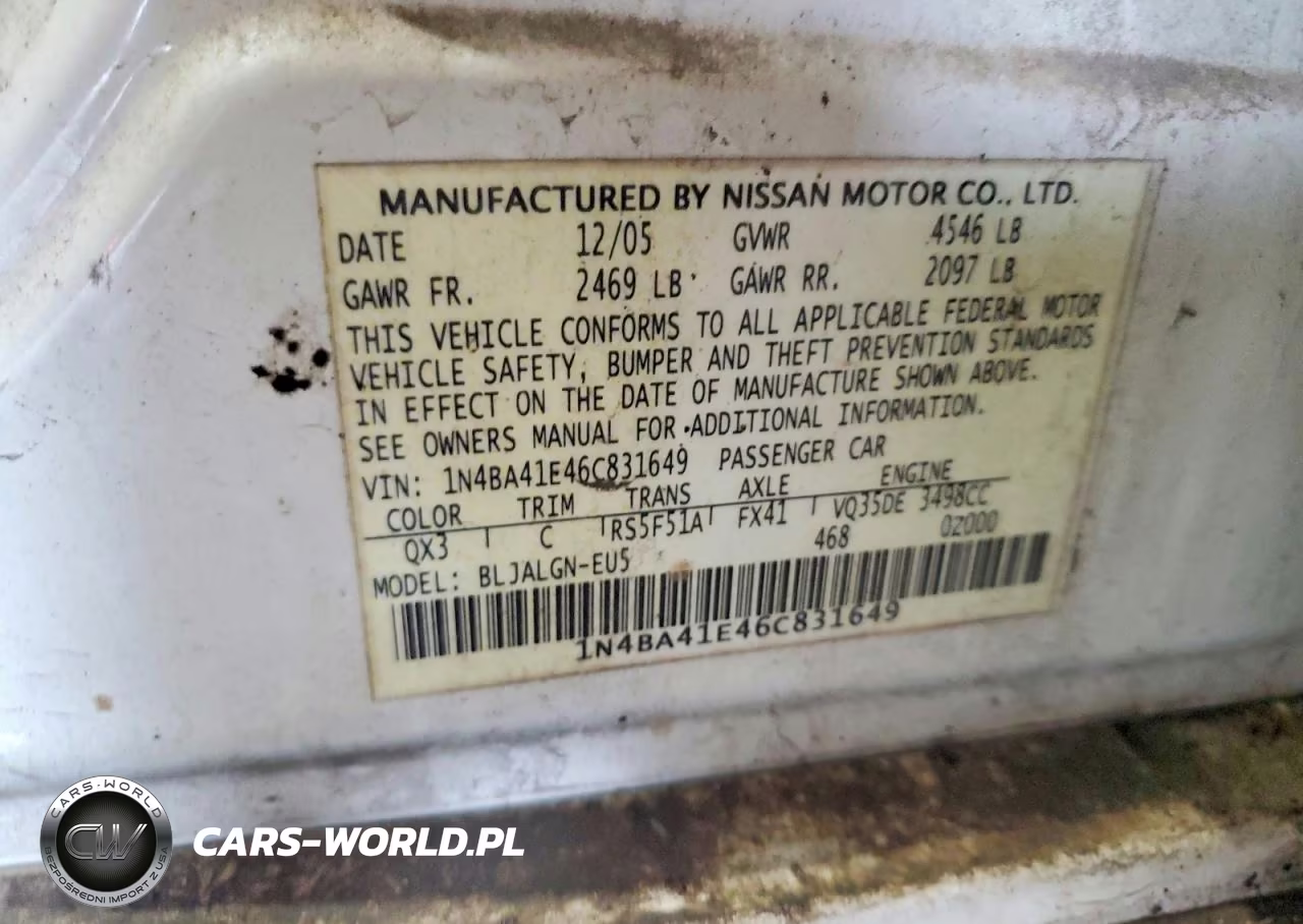 2006 Nissan Maxima 3.5 Se VIN:1N4BA41E46C831649 - 13