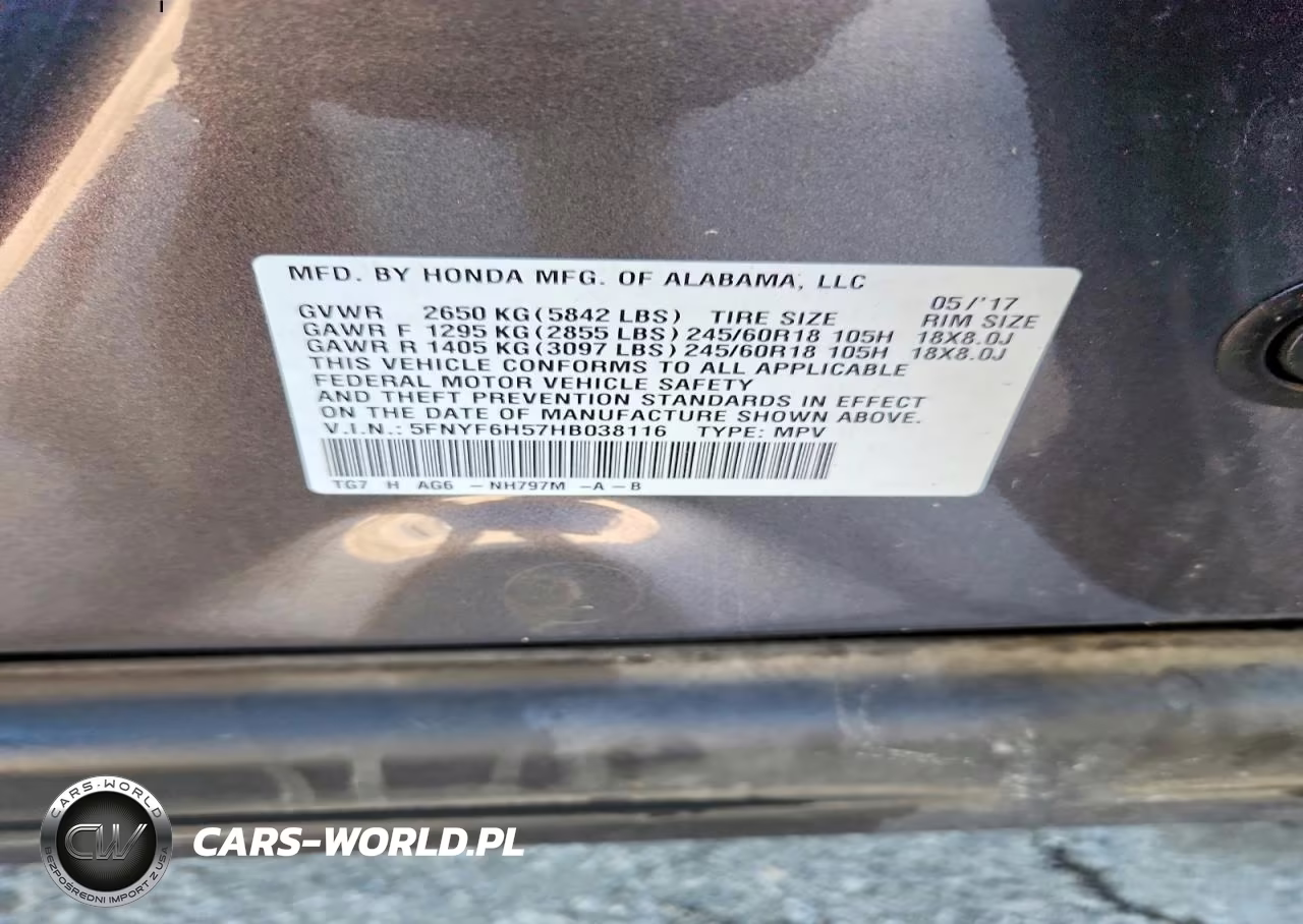 2017 Honda Pilot Exl VIN:5FNYF6H57HB038116 - 13