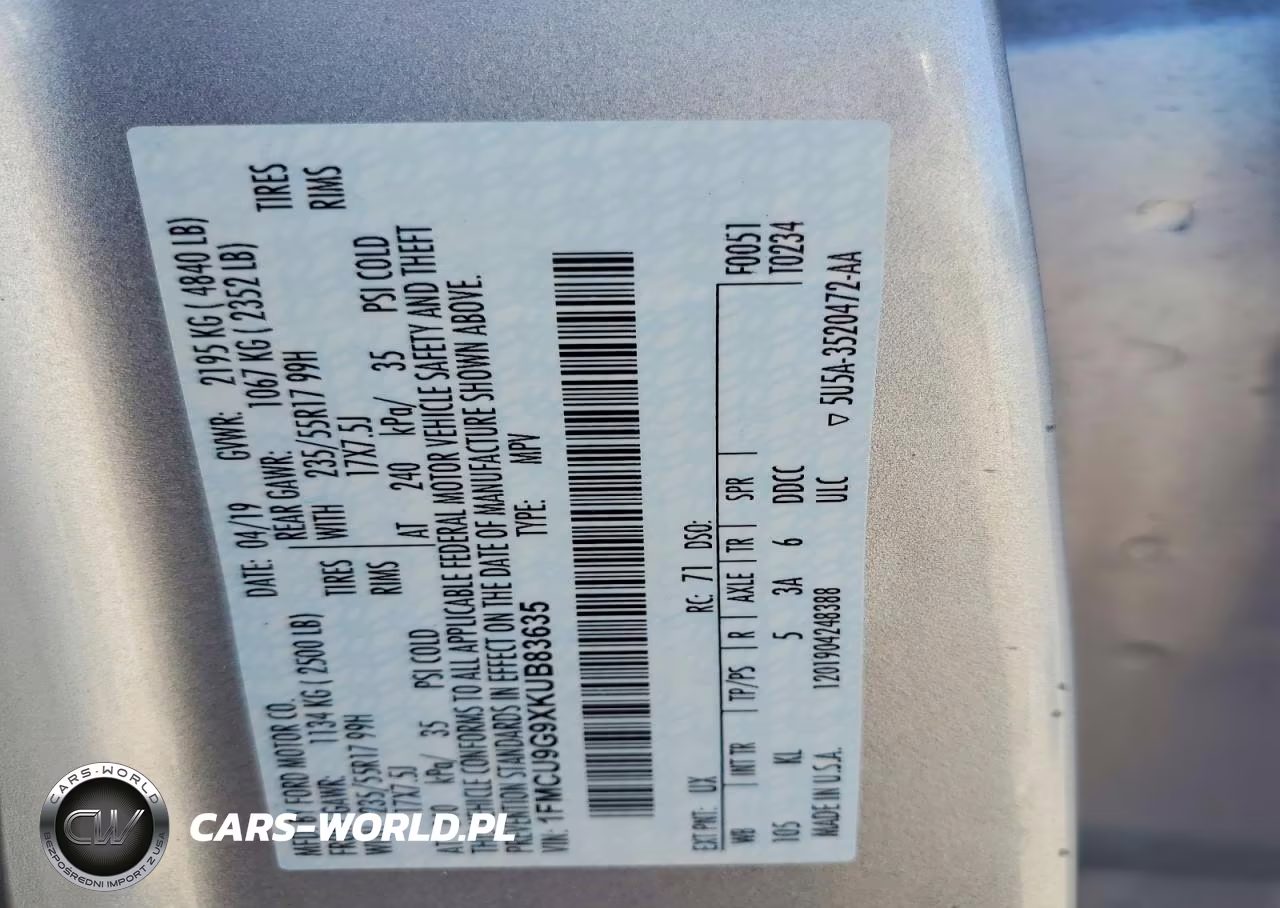 2019 Ford Escape Se VIN:1FMCU9G9XKUB83635 - 13