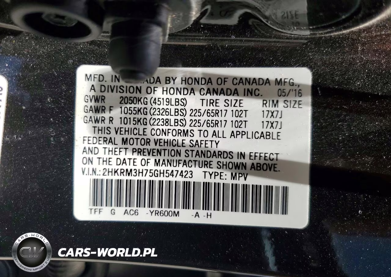 2016 Honda Cr-V Exl VIN:2HKRM3H75GH547423 - 13