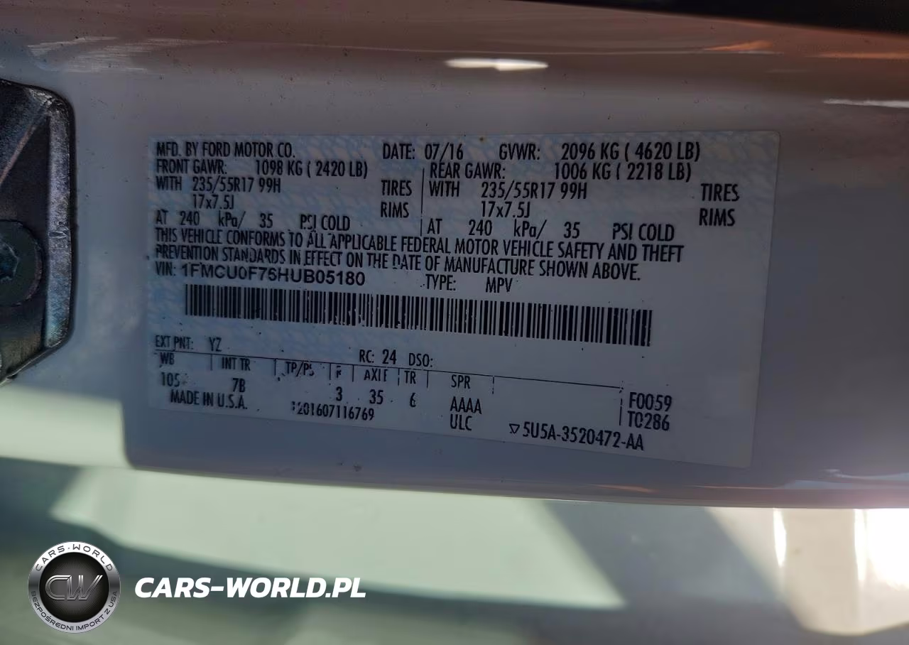2017 Ford Escape S VIN:1FMCU0F76HUB05180 - 13