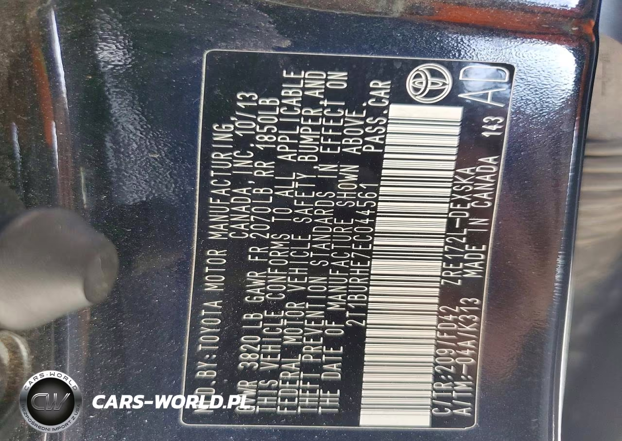 2014 Toyota Corolla S Plus VIN:2T1BURHE7EC044561 - 12