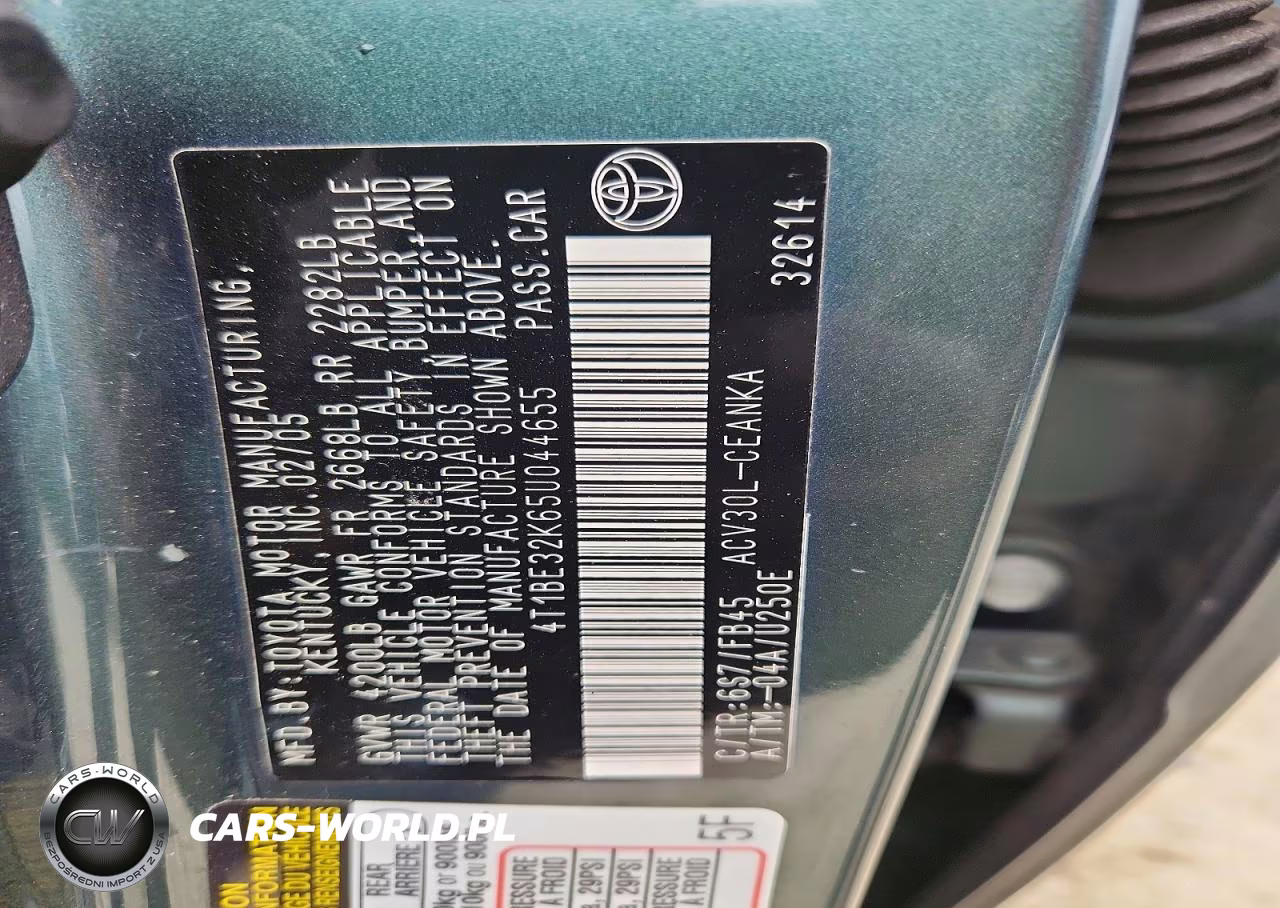 2005 Toyota Camry Le VIN:4T1BE32K65U044655 - 12