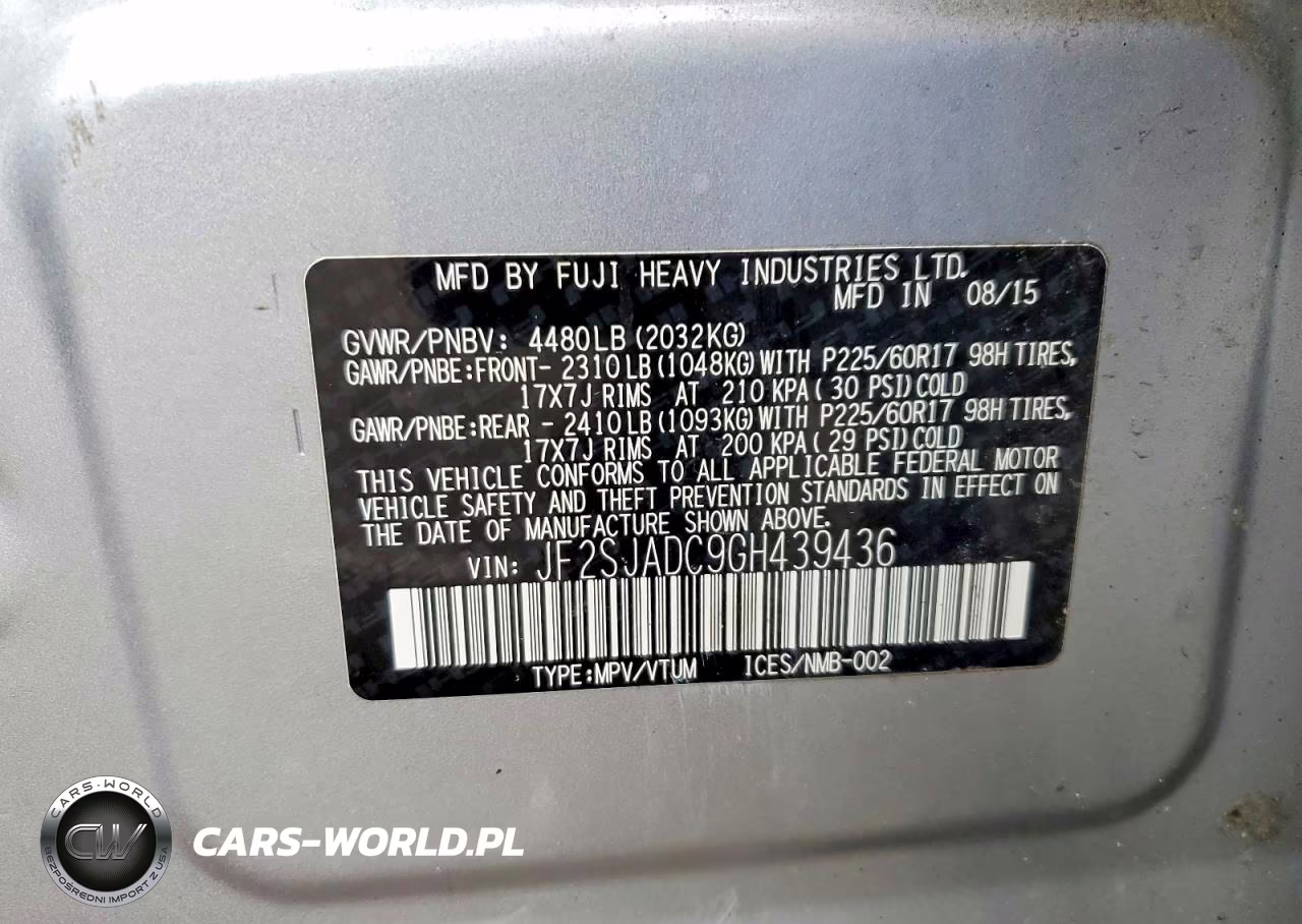 2016 Subaru Forester 2.5I Premium VIN:JF2SJADC9GH439436 - 12