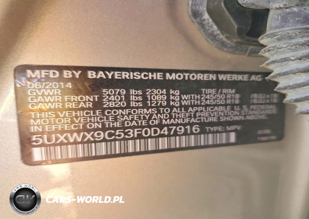 2015 BMW X3 xDrive28I VIN:5UXWX9C53F0D47916 - 12