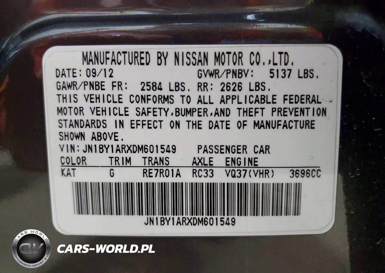 2013 Infiniti M37 X VIN:JN1BY1ARXDM601549 - 13