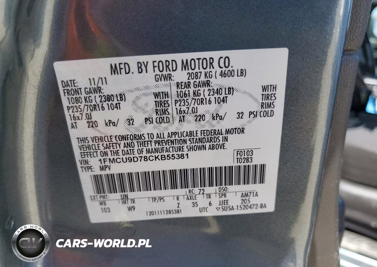 2012 Ford Escape Xlt VIN:1FMCU9D78CKB55381 - 13