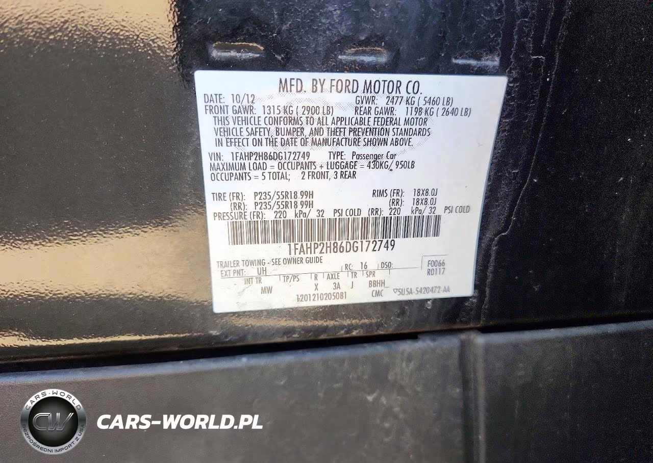 2013 Ford Taurus Sel VIN:1FAHP2H86DG172749 - 12