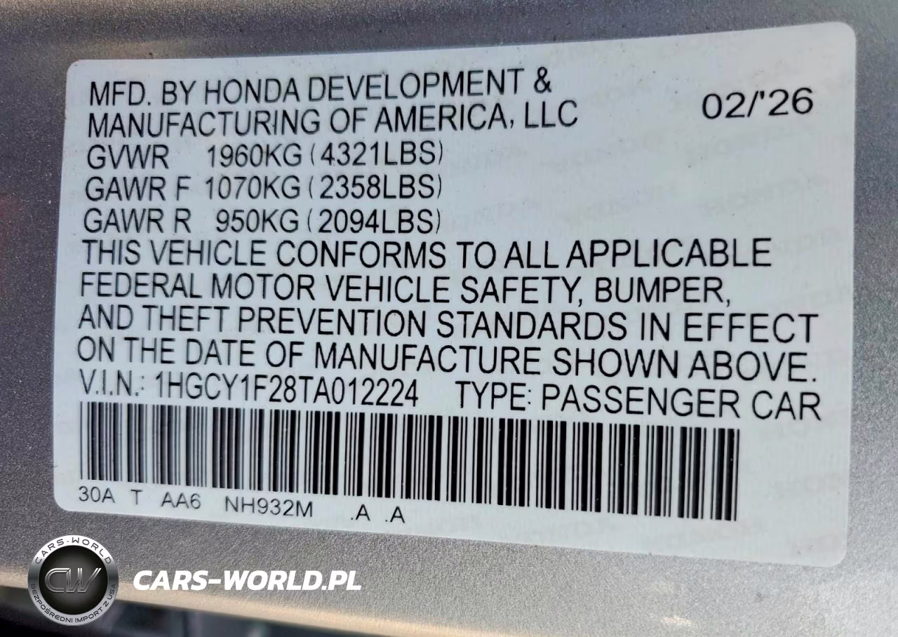 2026 Honda Accord Lx VIN:1HGCY1F28TA012224 - 13