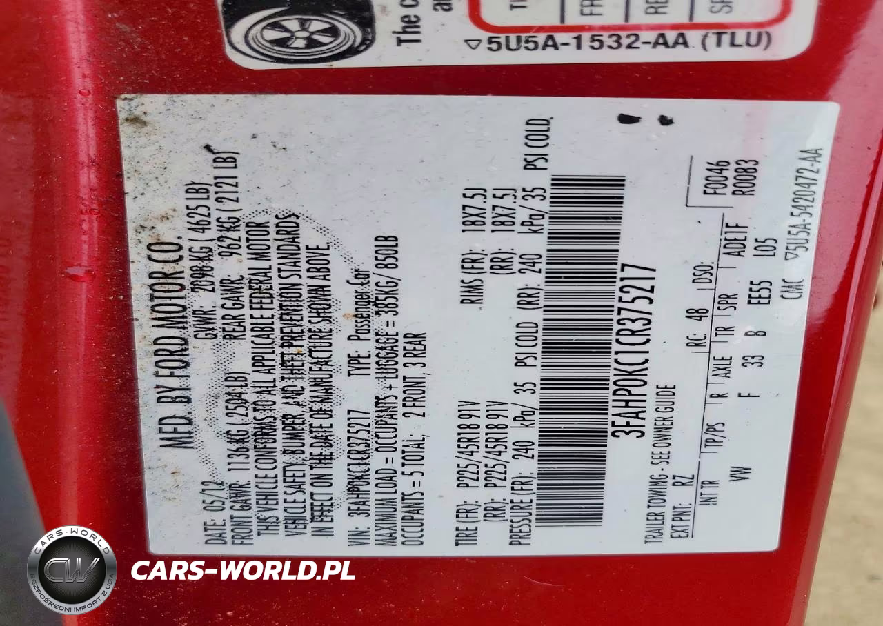 2012 Ford Fusion Sport VIN:3FAHP0KC1CR375217 - 12