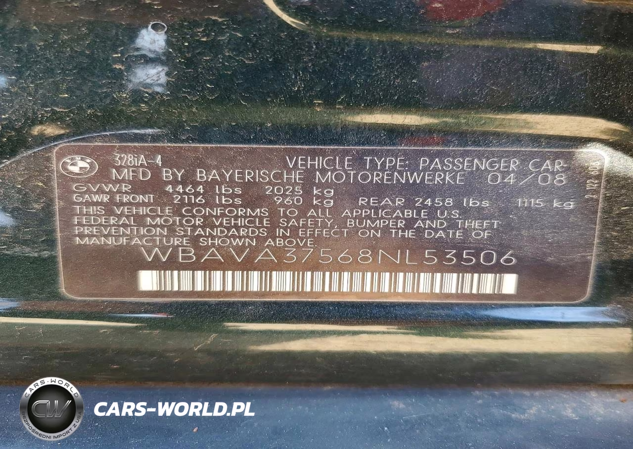 2008 BMW 328 I VIN:WBAVA37568NL53506 - 12