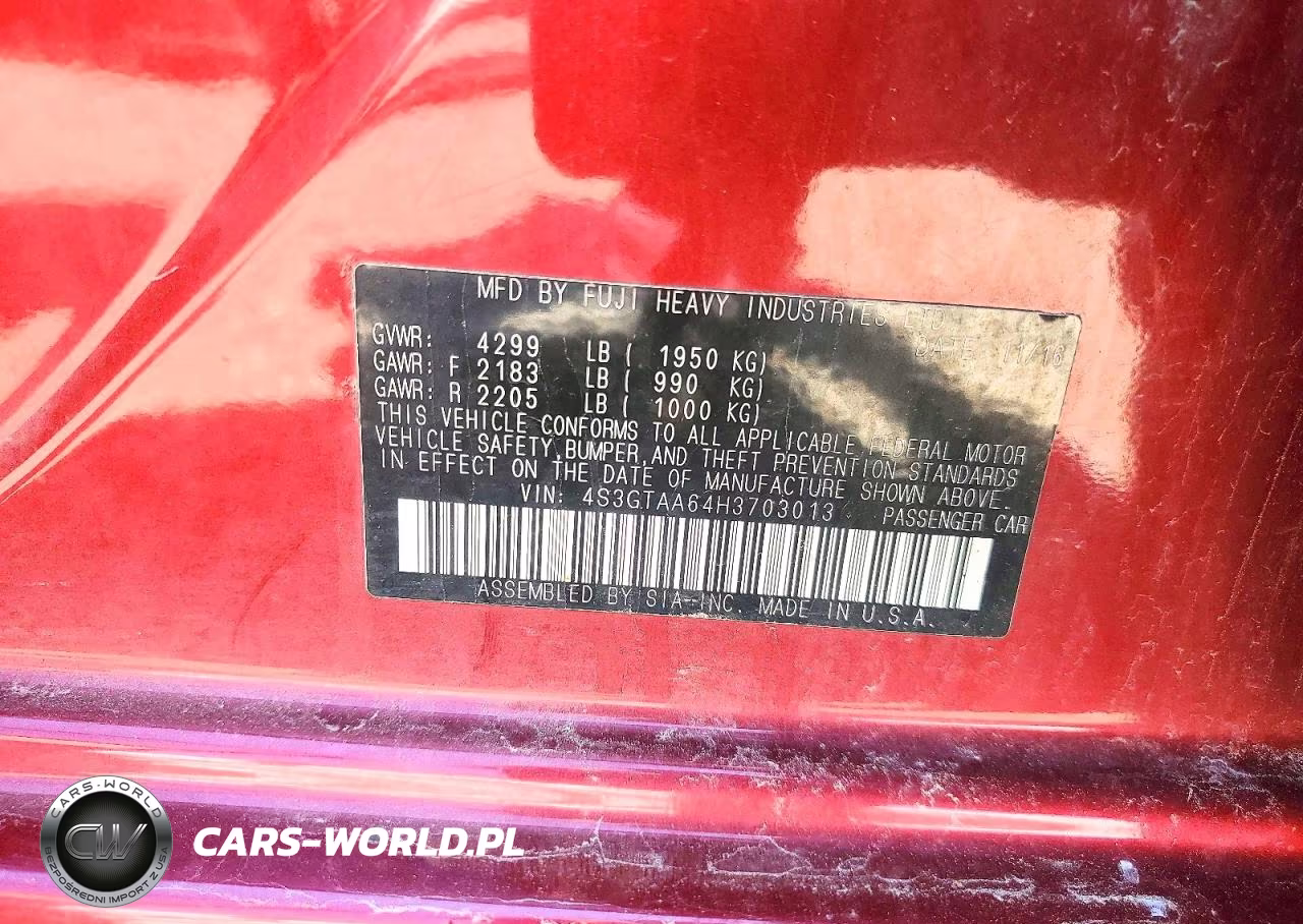 2017 Subaru Impreza VIN:4S3GTAA64H3703013 - 13