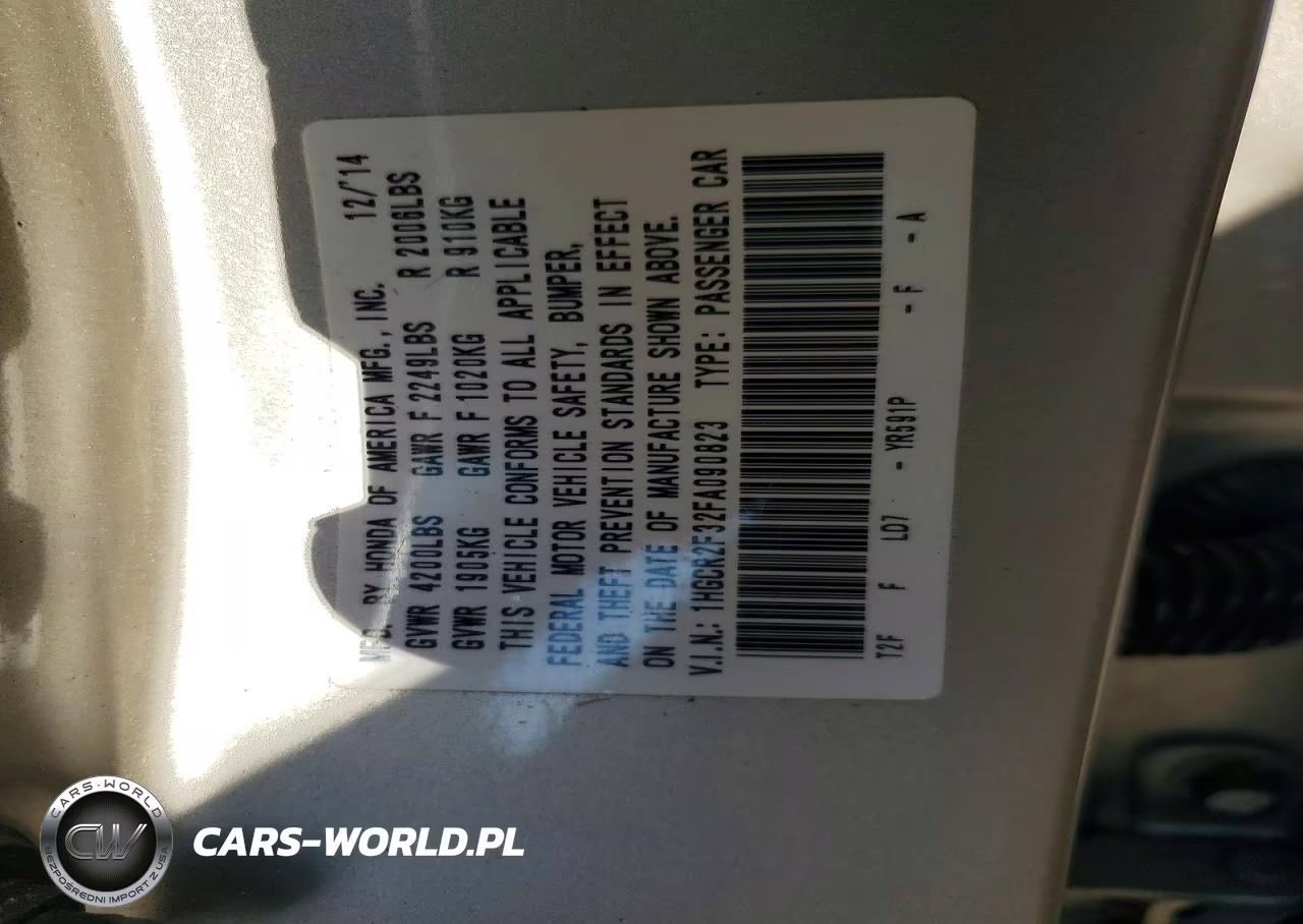 2015 Honda Accord Lx VIN:1HGCR2F32FA090823 - 12