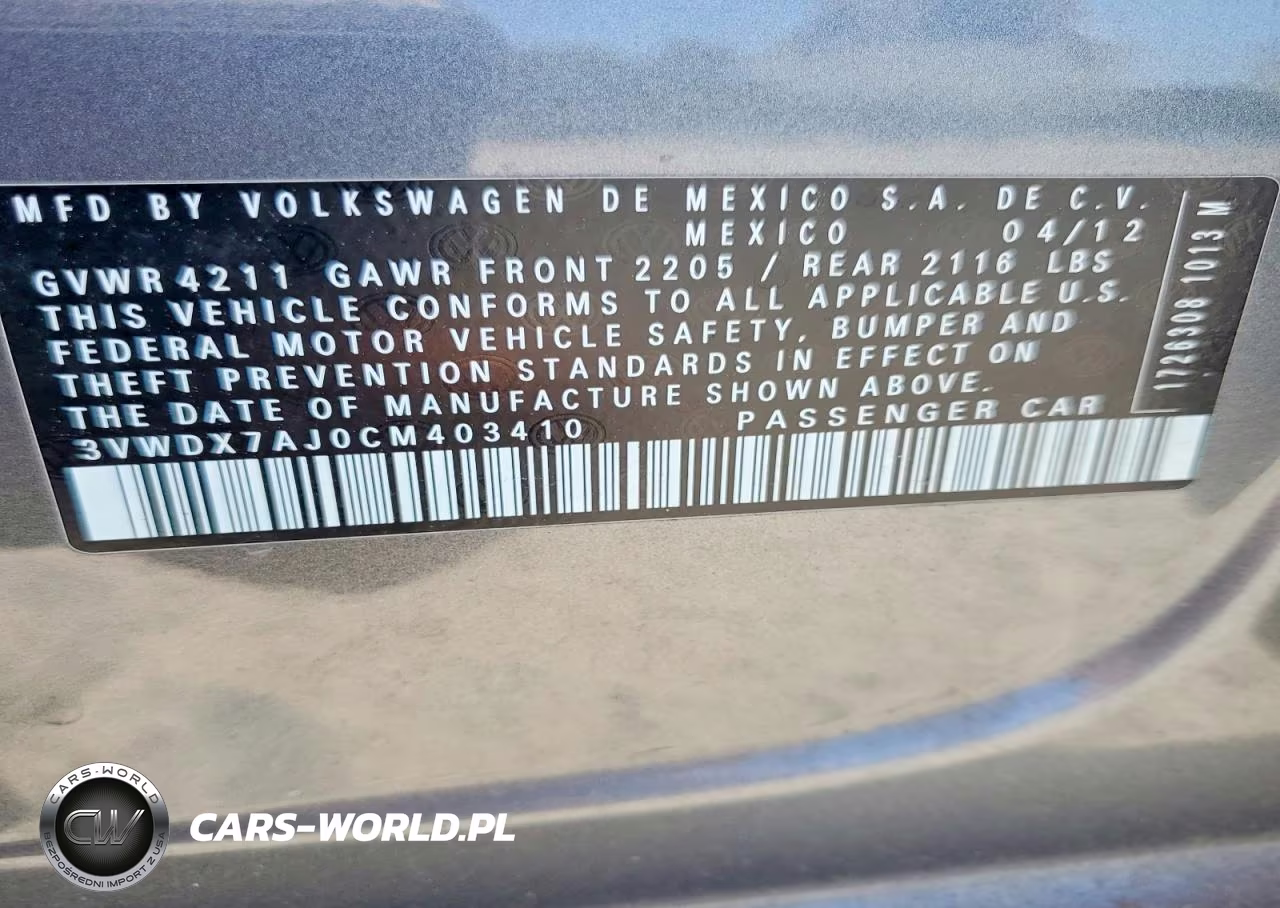 2012 Volkswagen Jetta Se VIN:3VWDX7AJ0CM403410 - 13