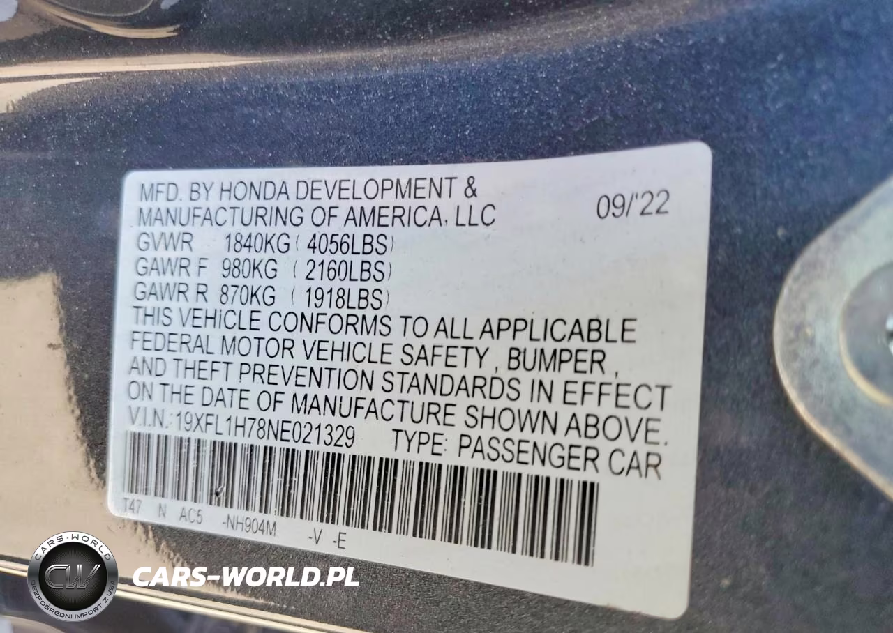 2022 Honda Civic Exl VIN:19XFL1H78NE021329 - 13