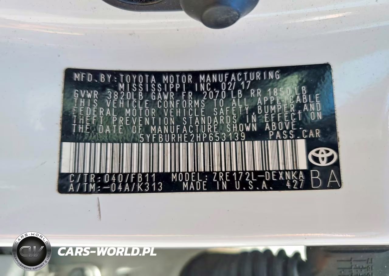 2017 Toyota Corolla Le VIN:5YFBURHE2HP653139 - 12