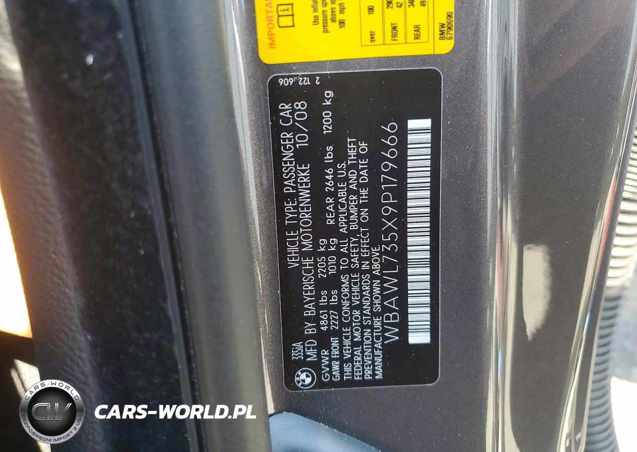 2009 BMW 335 I VIN:WBAWL735X9P179666 - 12