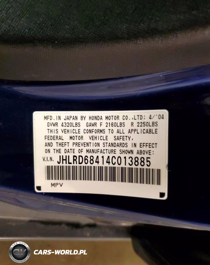 2004 Honda Cr-V Lx VIN:JHLRD68414C013885 - 13