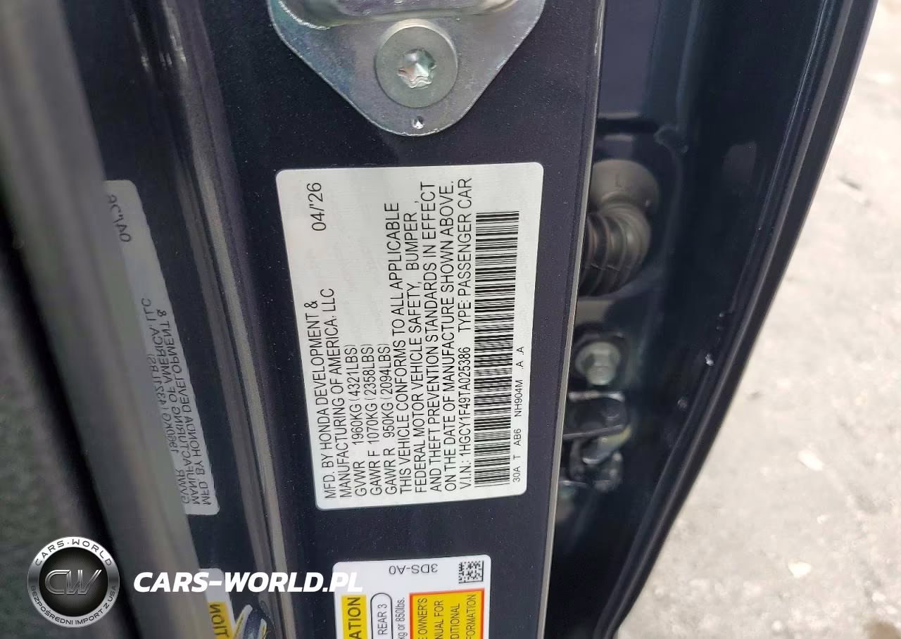 2026 Honda Accord Se VIN:1HGCY1F49TA025386 - 12