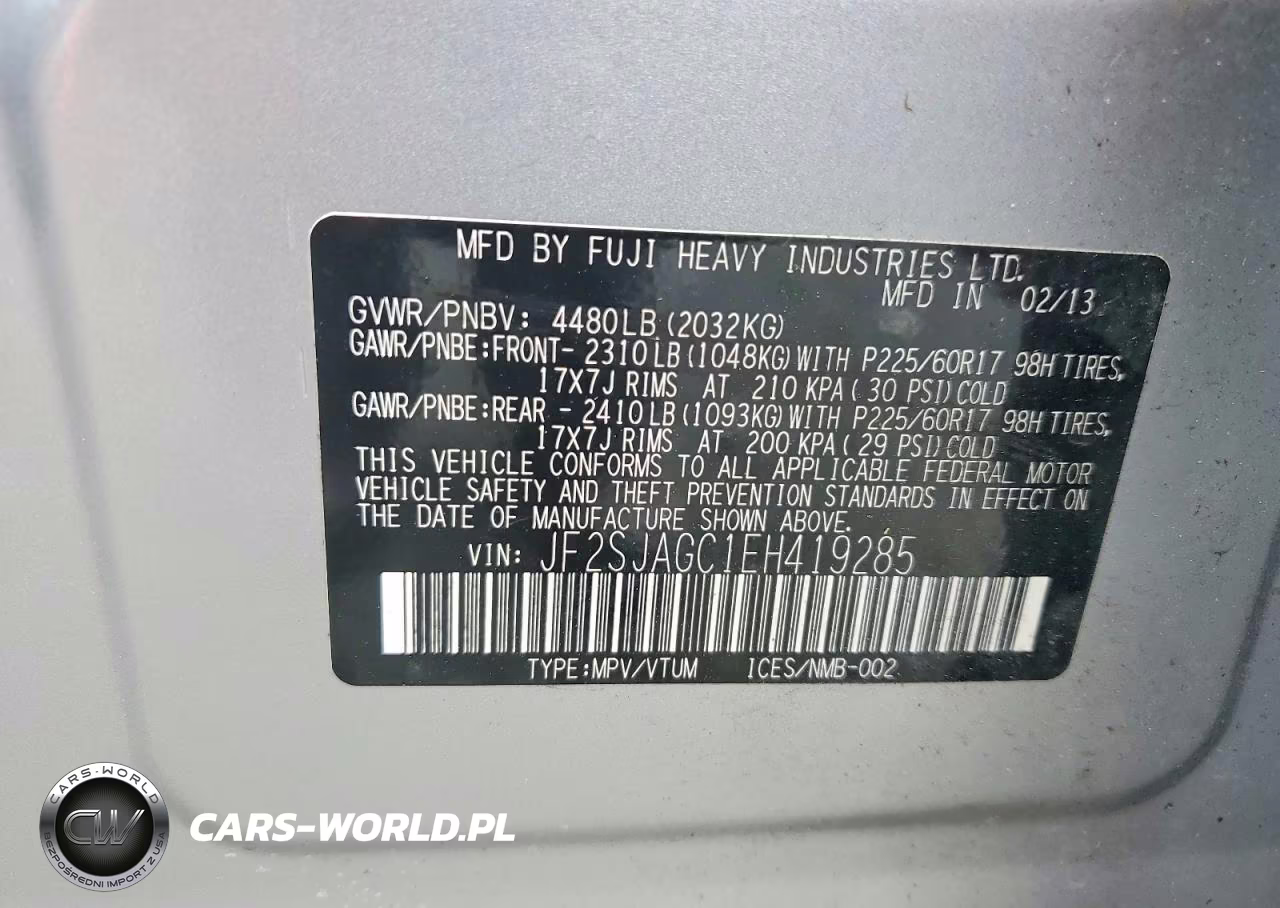 2014 Subaru Forester 2.5I Premium VIN:JF2SJAGC1EH419285 - 13