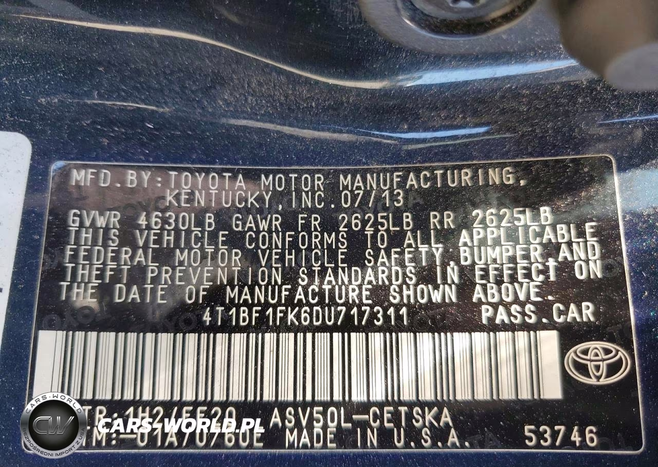 2013 Toyota Camry Se VIN:4T1BF1FK6DU717311 - 12