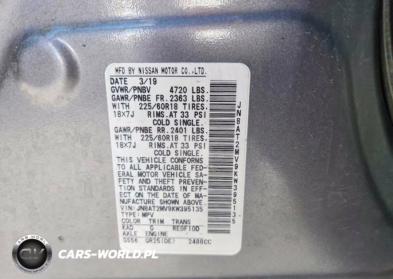 2019 Nissan Rogue Sv VIN:JN8AT2MV9KW395135 - 13