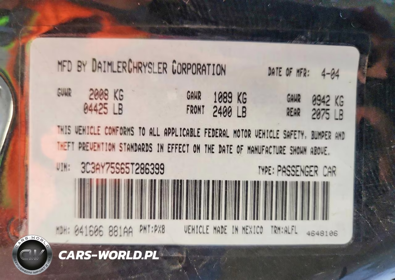 2005 Chrysler Pt Cruiser Gt VIN:3C3AY75S65T286399 - 12