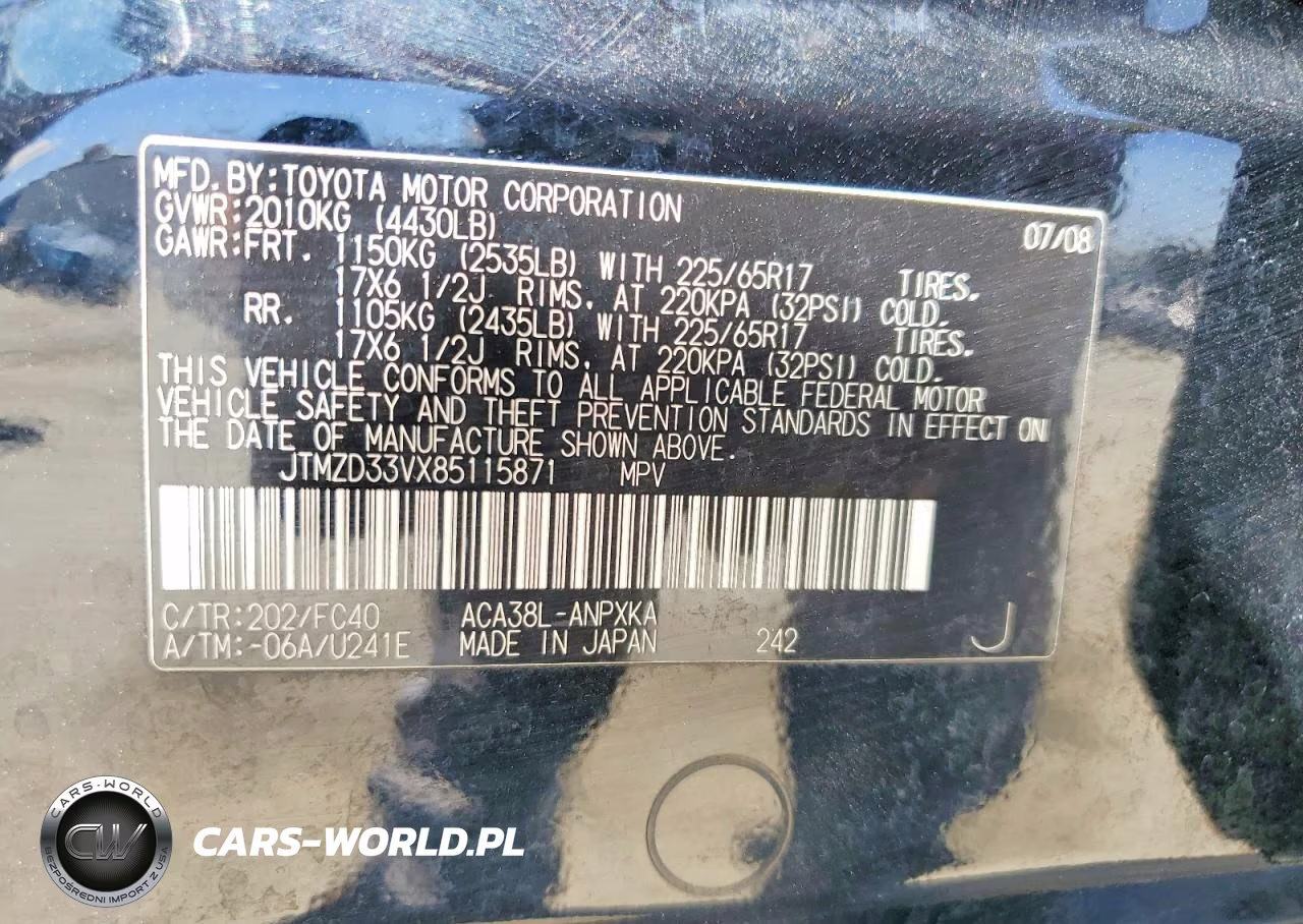 2008 Toyota Rav4 Base VIN:JTMZD33VX85115871 - 12