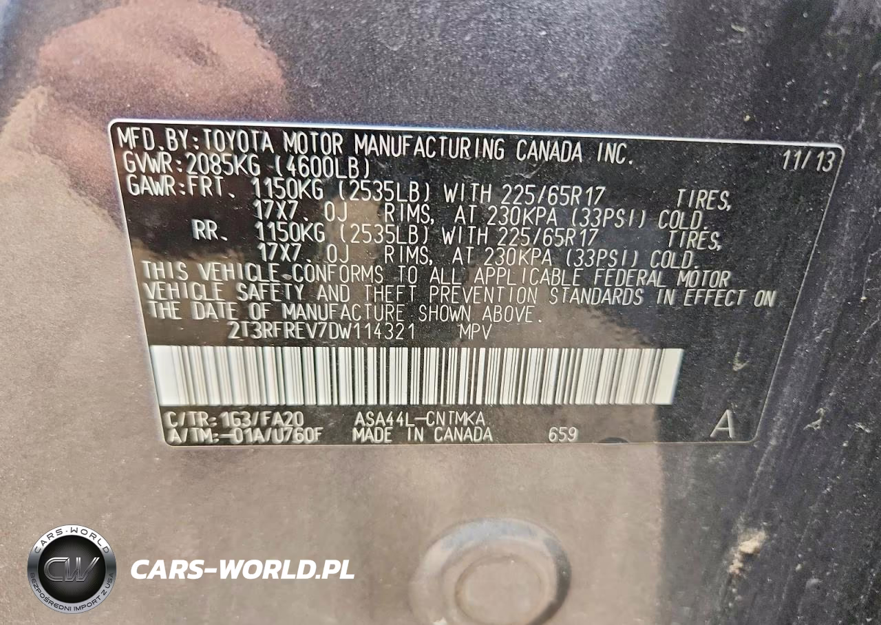 2013 Toyota Rav4 Xle VIN:2T3RFREV7DW114321 - 12