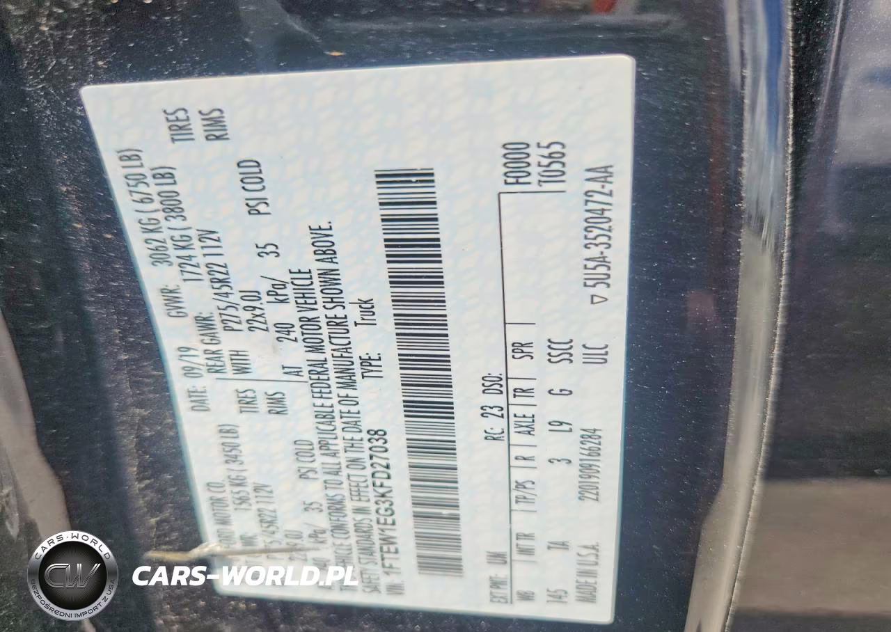2019 Ford F150 Supercrew VIN:1FTEW1EG3KFD27038 - 12