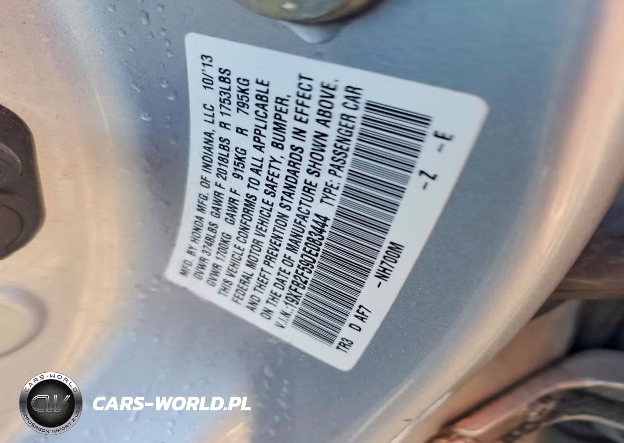 2013 Honda Civic Lx VIN:19XFB2F59DE083444 - 12