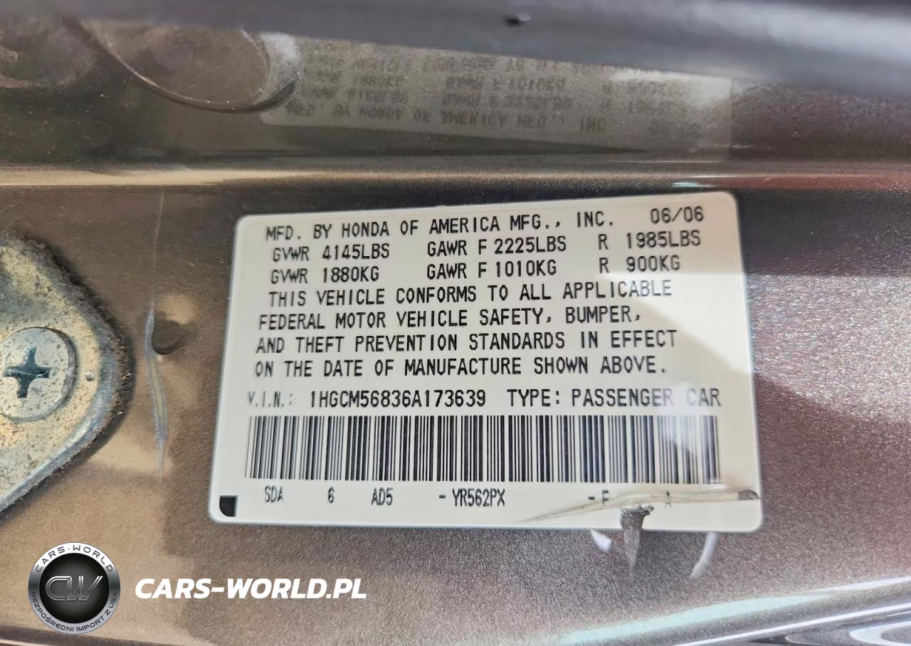 2006 Honda Accord Ex VIN:1HGCM56836A173639 - 13