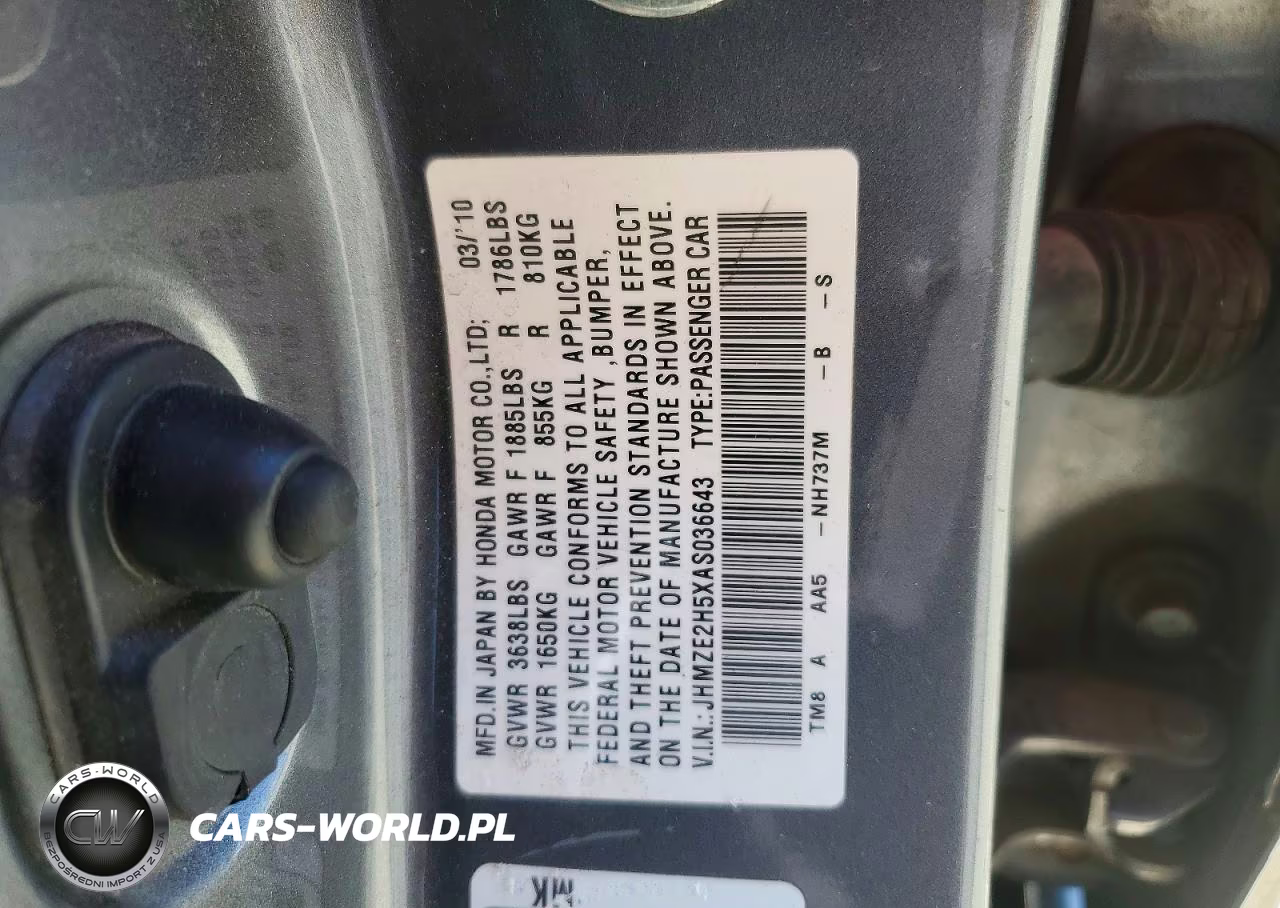 2010 Honda Insight Lx VIN:JHMZE2H5XAS036643 - 12