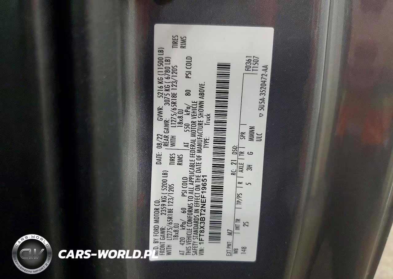 2022 Ford F350 Super Duty VIN:1FT8X3BT2NEF19651 - 13