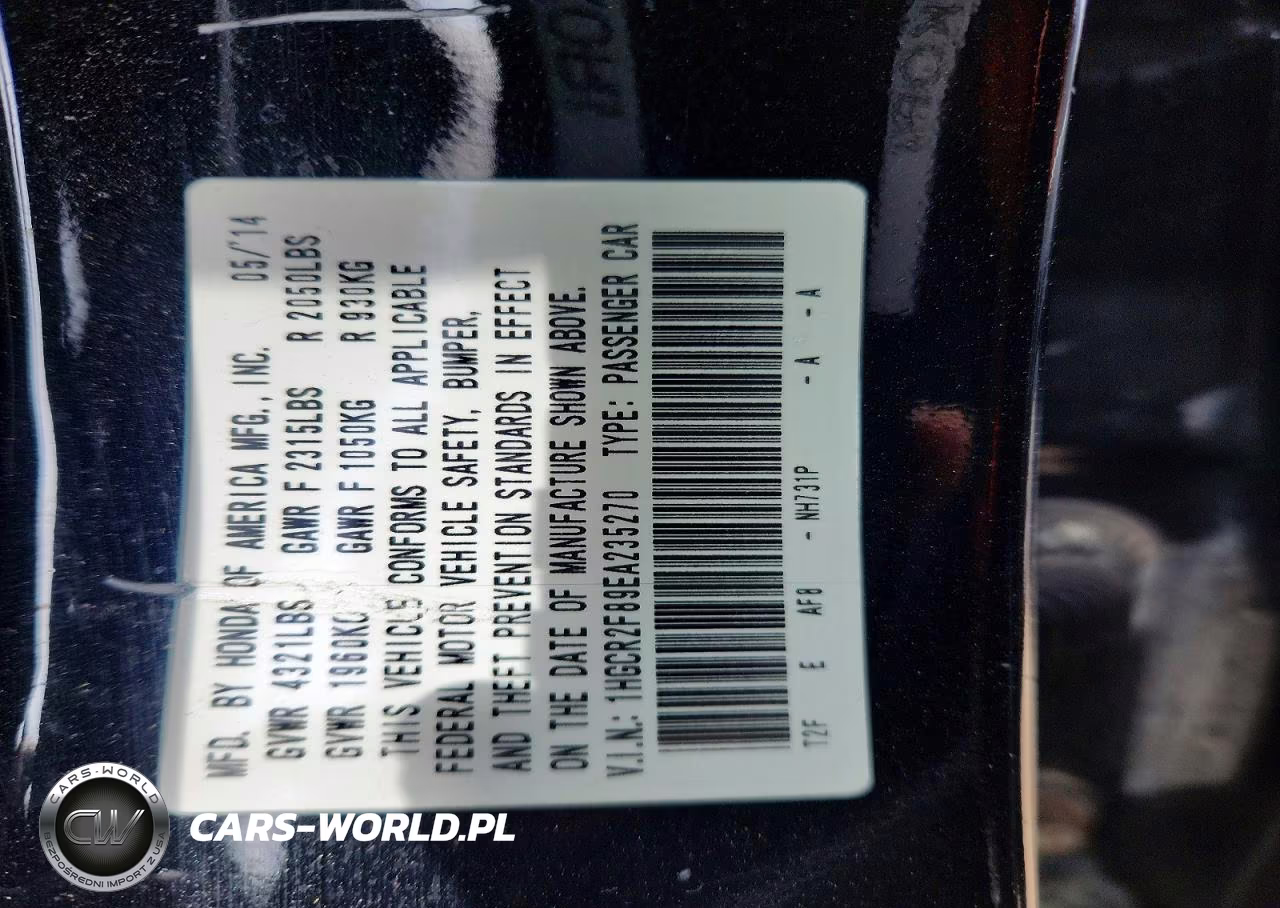 2014 Honda Accord Exl VIN:1HGCR2F89EA235270 - 12