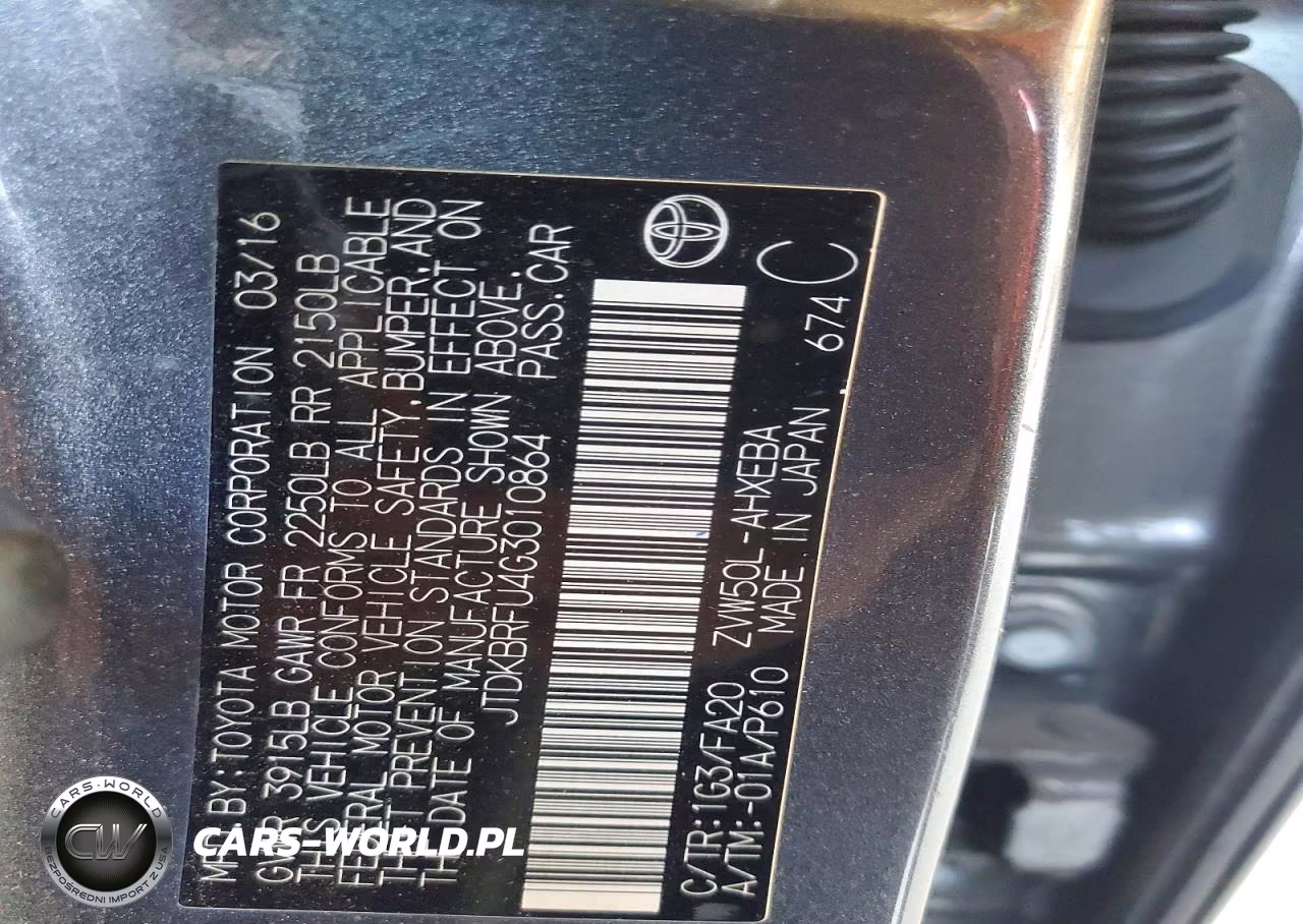 2016 Toyota Prius Two VIN:JTDKBRFU4G3010864 - 12