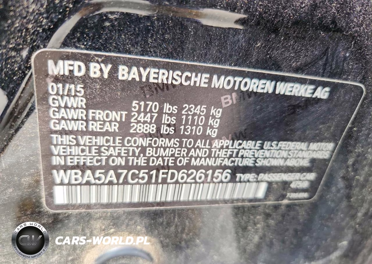 2015 BMW 528 Xi VIN:WBA5A7C51FD626156 - 12