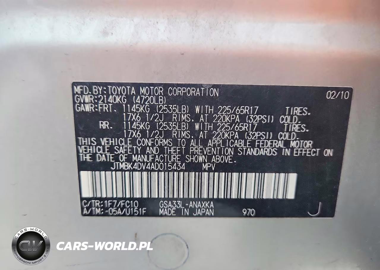 2010 Toyota Rav4 Base VIN:JTMBK4DV4AD015434 - 13