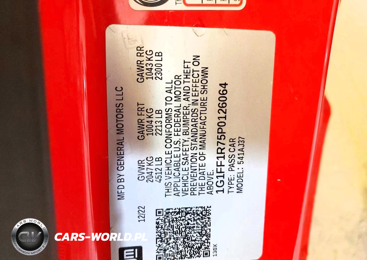 2023 Chevrolet Camaro Lt1 VIN:1G1FF1R75P0126064 - 12